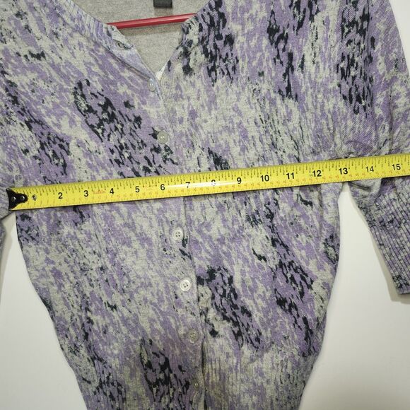 Express Cardigan Womens M Purple Swirl Print 3/4 Sleeve Button Up Vintage 2006 - Picture 7 of 9